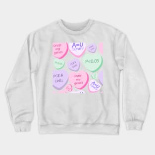 Cute Lovely Laboratory Hearts PCR and Chill Unzip my genes Sticker pack Crewneck Sweatshirt